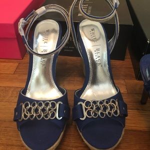 White House Black Market Blue Wedges